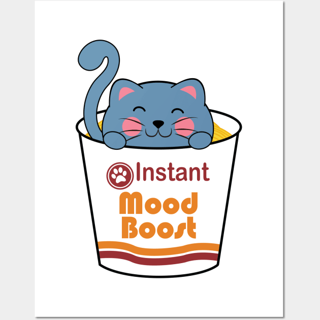 Instant Mood Boost - Kawaii Ramen Cat Wall Art by KittenMe Designs